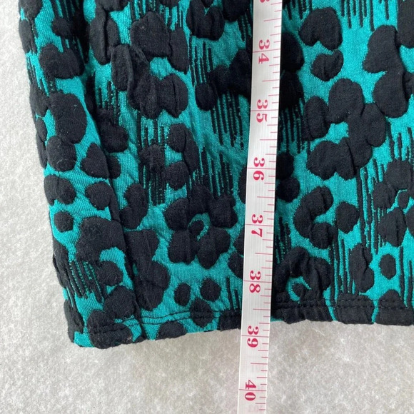 Melonie Dress Women's Sz 4 Green Floral Faux Wrap 3/4 Sleeves Round Neck Stretch - Picture 5 of 10